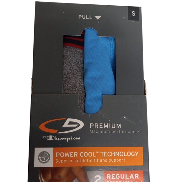 Champion S Mens Power Cool Boxer Briefs 2 Pack Blue Premium Fit Stretch Mesh NEW - Picture 2 of 5